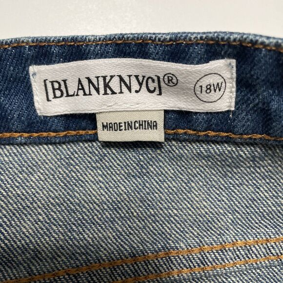 Blank NYC 18W Shorts Denim High Rise Womens Cutoffs Distressed Sustainable NWT - Picture 4 of 11